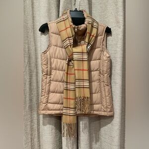 Smiths American Tan Puffer Vest with Scarf, Size Small